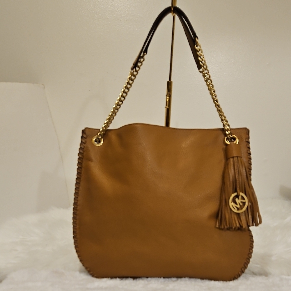 Michael Kors Tan Satchel with Gold Accents